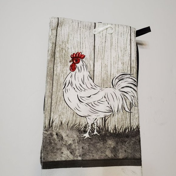 Rooster decor Kitchen Set, 5-pc, Towels Potholders Mitt, French Country Chicken - Picture 2 of 5